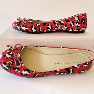 Marc Jacobs red pink black white animal ballet flats 37.5